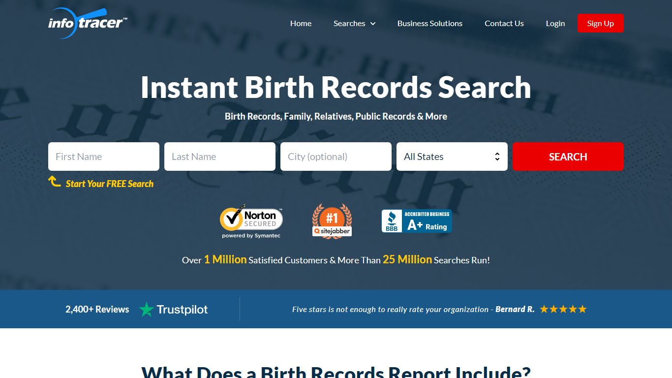 Birth Records Search | Date of Birth Lookup | InfoTracer